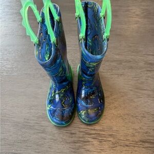 Western Chief Blue and Green Kids' Rain Boots